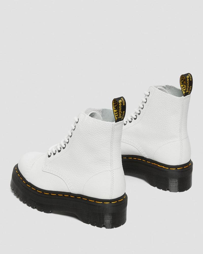 White Women's Dr Martens Sinclair Milled Nappa Leather Platform Boots | CA 258GSO